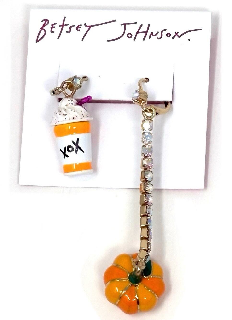 Betsey Johnson Pumpkin Spice Drink Latte Earrings Charm Fall Autumn Halloween